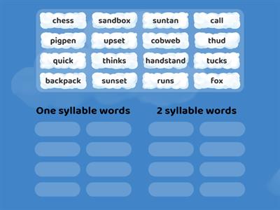 One Syllable and Two Syllable Words
