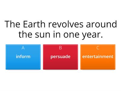 Classify between entertainment, persuade or inform