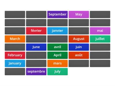 French days and months - match