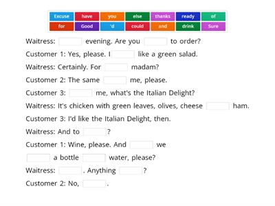 Ordering at a restaurant 