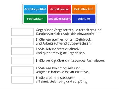 Arbeitszeugnis Kategorien