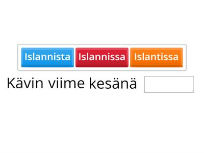 Valitse oikea taivutusmuoto (-ssa, -ssä, -sta, -stä)