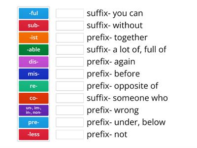 Prefix and Suffix Definition Match