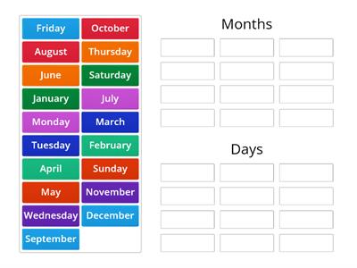 Months and days of the week