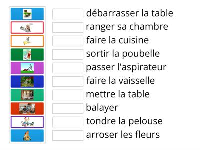 chores and house activities in French