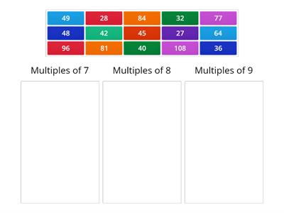 Categorize (multiples of 7,8,9)