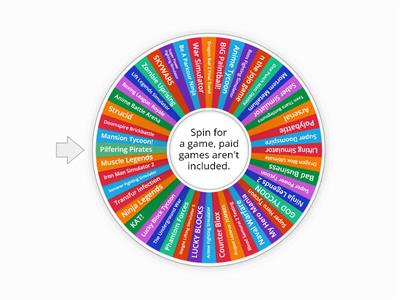 Roblox Category: Fighting Random Game Wheel