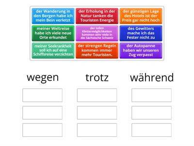 WEGEN, TROTZ und WÄHREND