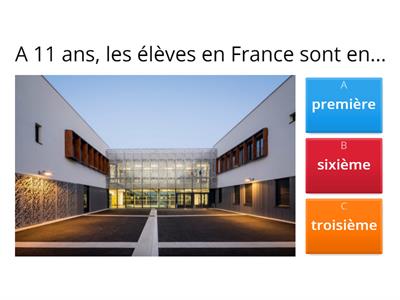 Le système scolaire en France - Y10 (quiz) 