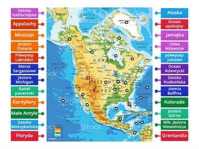 mapa ameryki północnej