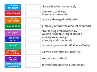 Relationship phrasal verbs (match) 1