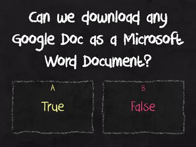 Google Docs Quiz - Gr. 8
