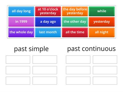 Signal words - past simple/past continuous 