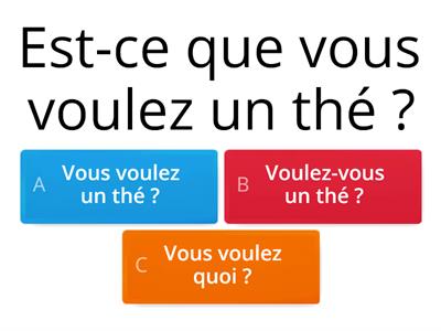 Questions : inversion sujet-verbe. Transformez les questions en utilisant l'inversion.