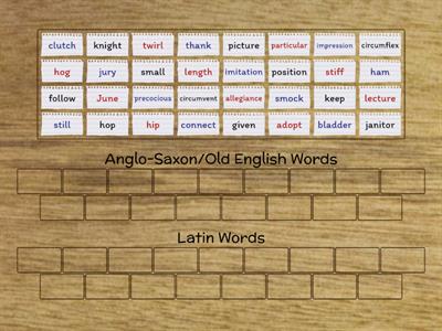 Latin vs. Anglo-Saxon Words #27 Clues 1-16 Latin