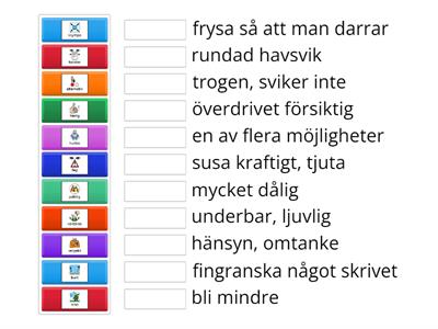 Svenska - Ordkunskap - 11 till 15 - Matcha ord 3