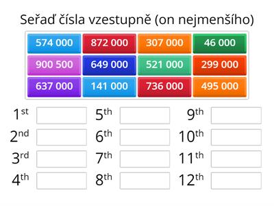 Čísla nad 10 000 - řazení