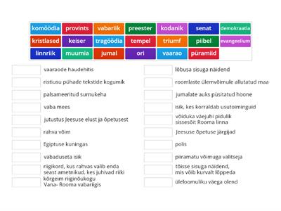 Mõisted kordamiseks  "Esiaeg ja vanaaeg"5. kl ajalugu