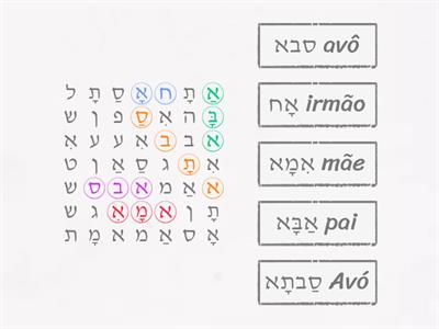 Caça palavras em hebraico família 