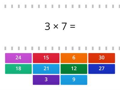 Multiplikation 3:ans tabell (Hitta matchen)