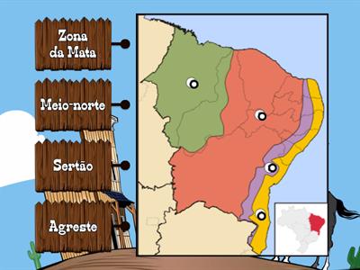 No Brasil, a região Nordeste é dividida repectivamente em: 