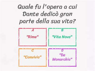 Quiz su la vita di Dante Alighieri (classe 2A)