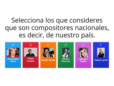 Conocemos cuáles de estos artistas son compositores nacionales.