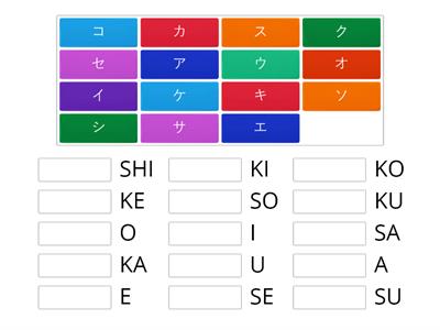Katakana ア line - サ line (Level 2)
