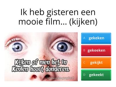 Maak het voltooid deelwoord - perfectum.