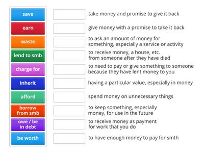 * Money verbs (EF Inter 2A)