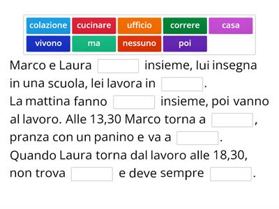 MARCO E LAURA - testo cloze A1