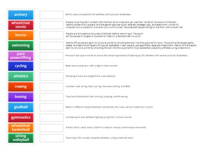 LEVEL 1 : Olympic and paralympic sports