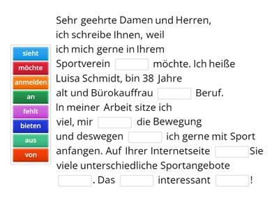 DTZ-Brief „Anmeldung im Sportverein“