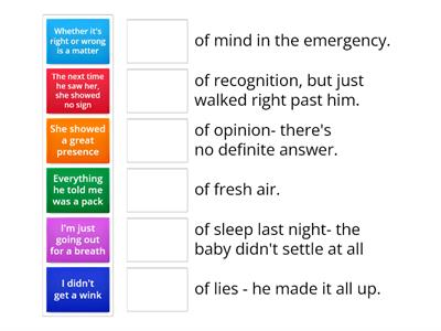 CPE fixed phrases, idioms match up