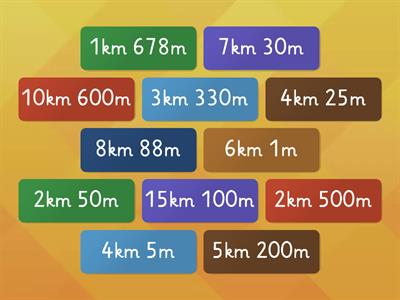 Convert km and m to metres