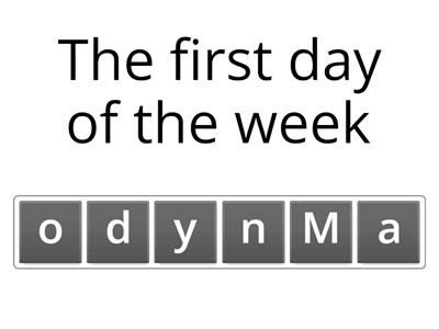 Days of the week Anagram