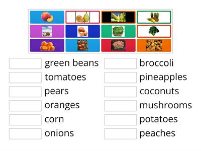 Year 1-Fruit and Veg (textbook page 54) Match the correct pictures.