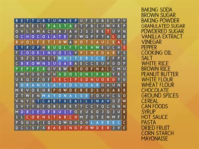 COMMON KITCHEN PANTRY WORDSEARCH