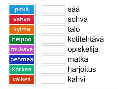 Harjoitellaan! Adjektiivit ja substantiivit, paikansijat