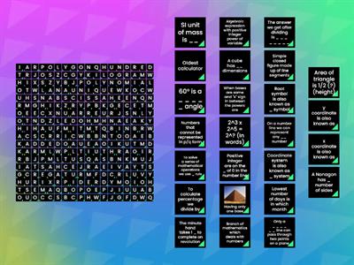 Maths crossword puzzle