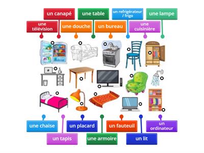 Les meubles 1, relie chaque nom à son image