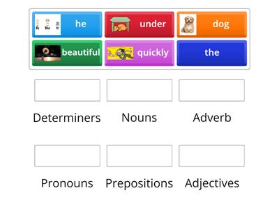 1. Word Level Work: drag and drop words into the correct categories.