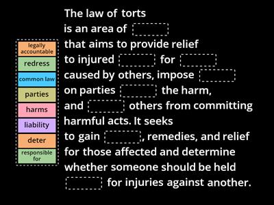 Legal English. Law of torts 