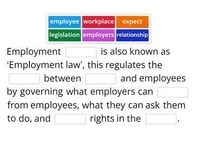 Key terms missing word (Employment legislation)