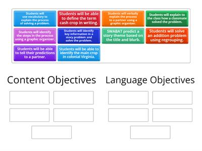 Content and Language Objective Sort