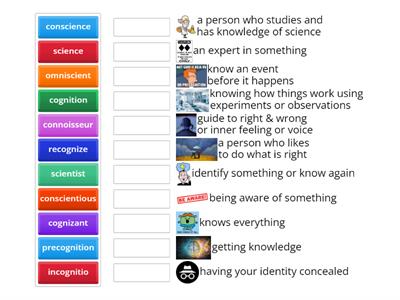 cogn/sci Root Word - to know or knowledge