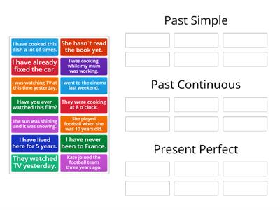 Past Simple, Past Continuous, Present Perfect