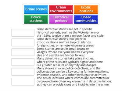Common features of settings in detective stories