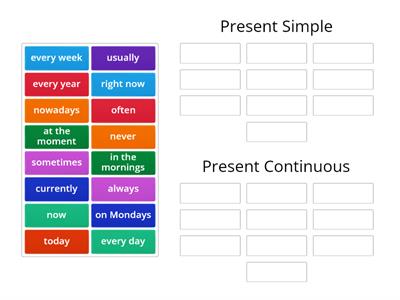 Present Simple and Continuous - Time expressions