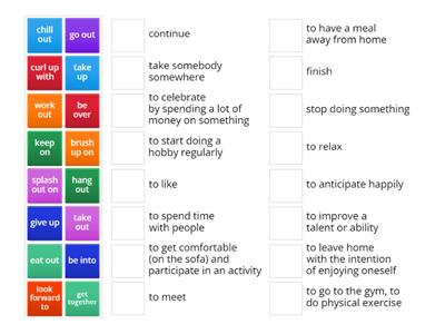 phrasal verbs with Free time activities 